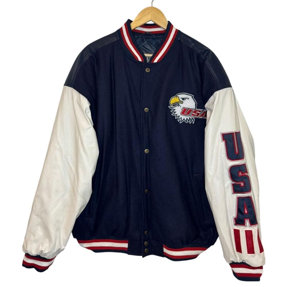 Vintage Steve & Barry’s USA Eagle Wool and Leather Bomber Jacket